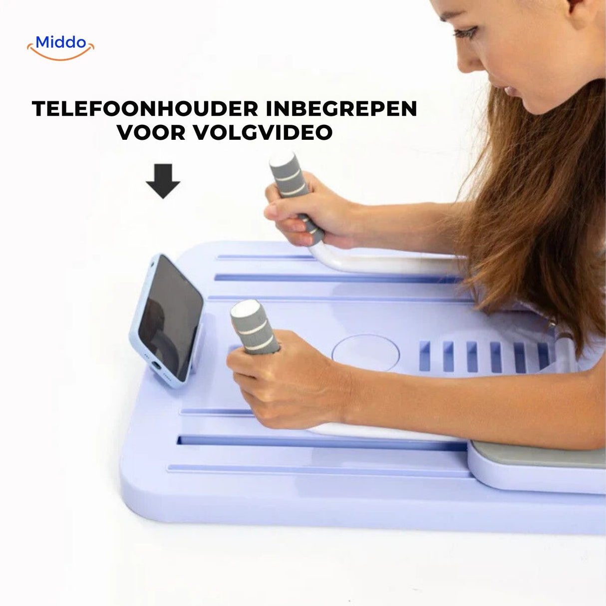 CoreFlex Fitnessbord met telefoonhouder voor video volgen www.middo.nl