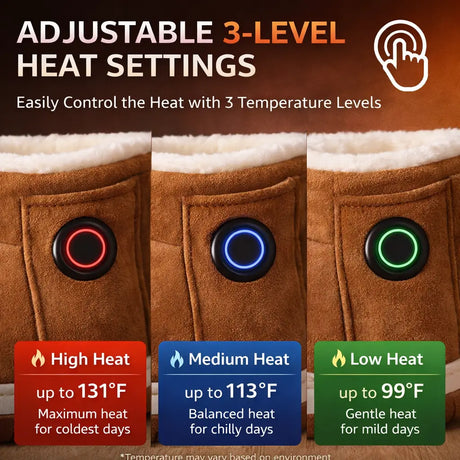 Adjustable 3-level heat settings with red, blue and green LED side buttons
