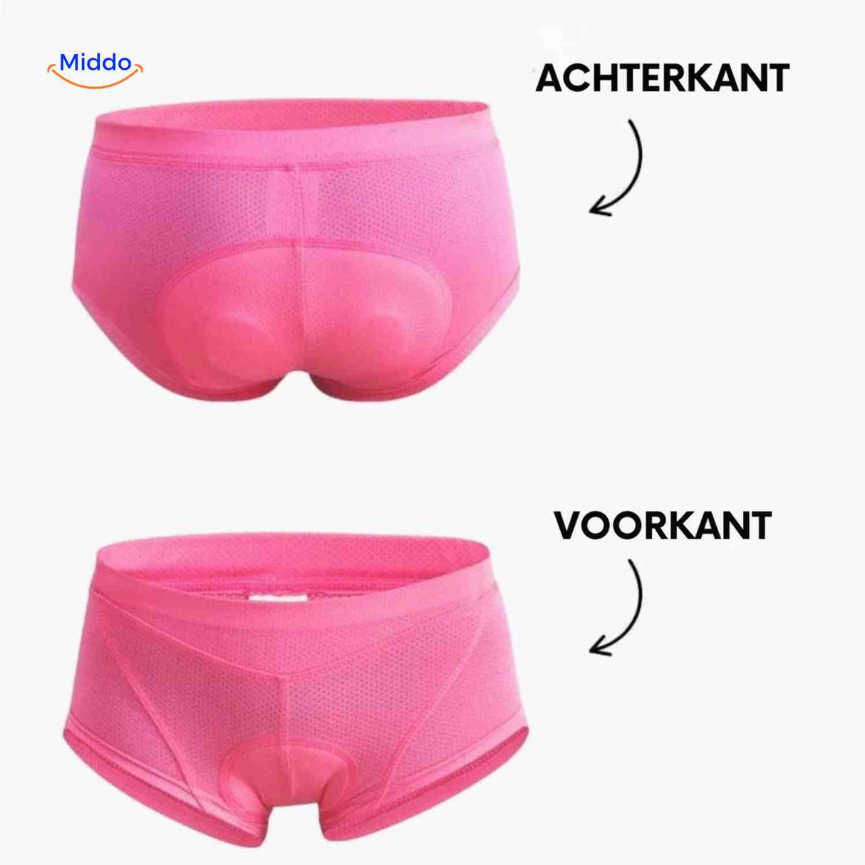 Cyclira Fietsbroek voor en achterzijde fietsondergoed met gel www.middo.nl