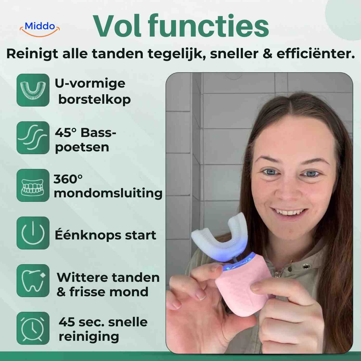 Dentora Tandenborstel u vormige borstelkop snelle reiniging www.middo.nl