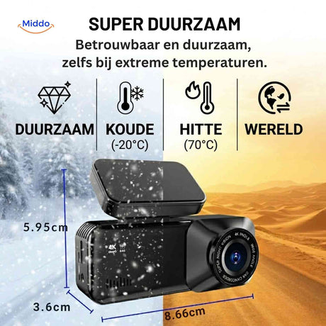 DriveGuard Dashcam duurzame dashcam hitte koude bestendig www.middo.nl