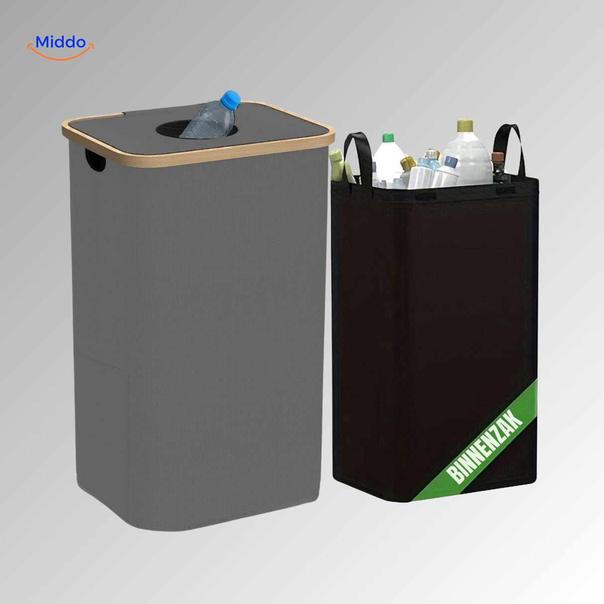 EcoBin Keukenorganizer met afneembare inzetzak voor recycling www.middo.nl