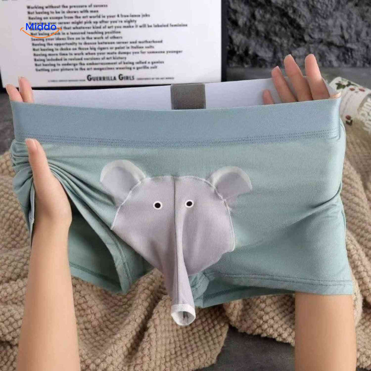 Elephanto Boxershort olifant vorm buidel ondergoed heren www.middo.nl