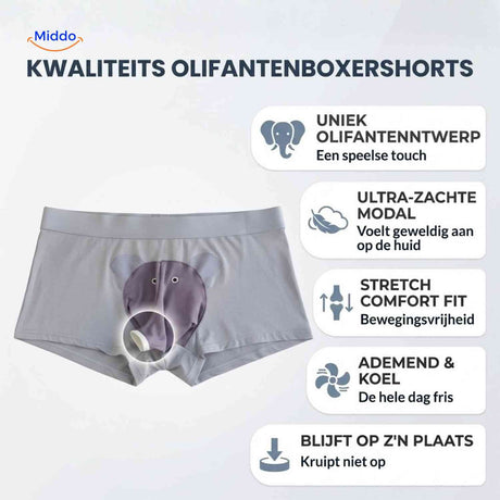 Elephanto Boxershort product kenmerken olifant boxershort www.middo.nl