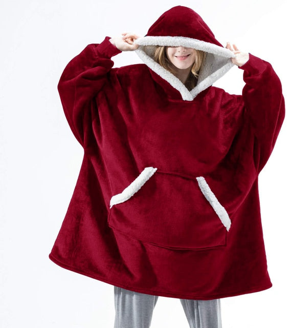 Grote hoodiedeken met enorme zak, sweaterdeken voor dames en heren, universele maat, Panda, one size Grote hoodiedeken met enorme zak, sweaterdeken voor dames en heren, universele maat, Panda, one size