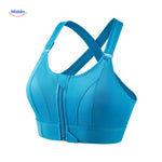 Fitura Sportbh blauwe high support sport bh voorkant rits www.middo.nl