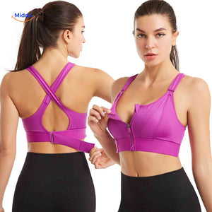 Fitura Sportbh paars dames sport bh met rits www.middo.nl