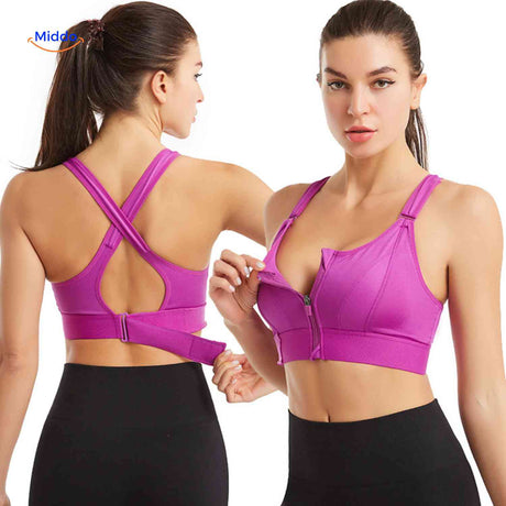 Fitura Sportbh paars dames sport bh met rits www.middo.nl