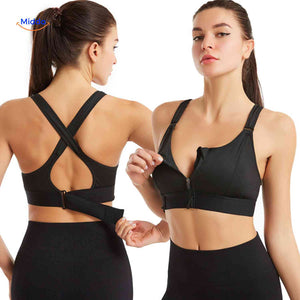 Fitura Sportbh zwarte voorkant rits fitness sport bh www.middo.nl