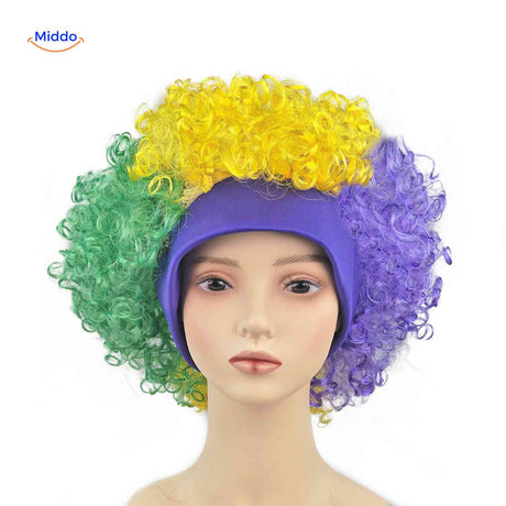 Flagora Pruik krullen stadion fanpruik supportersstijl www.middo.nl