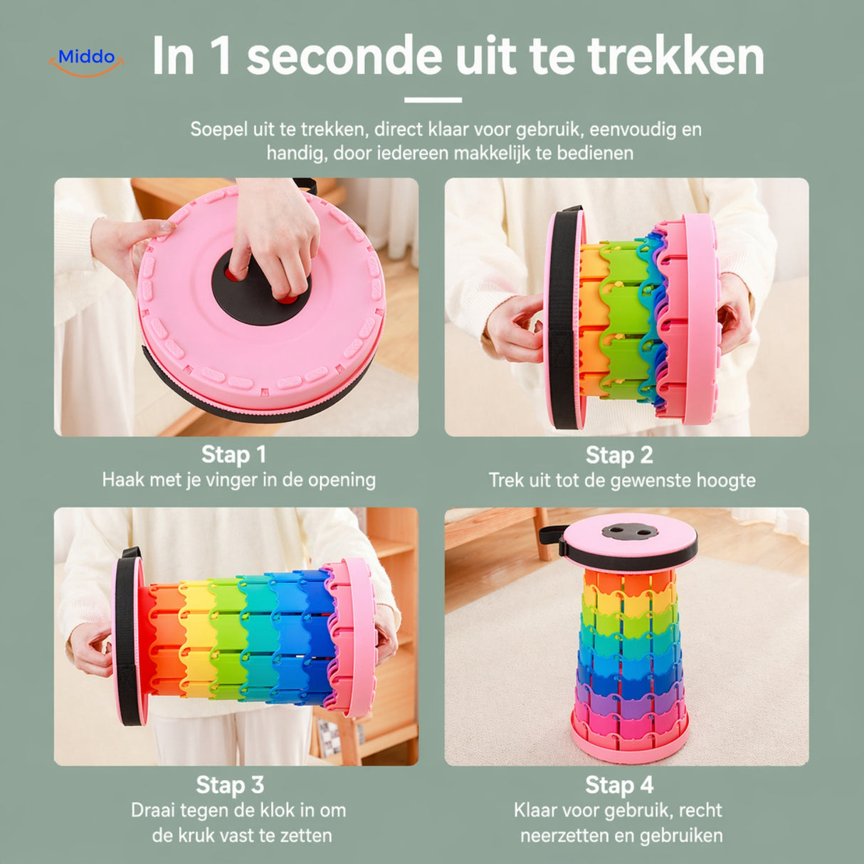 instructies inklapbaar krukje in 4 stappen