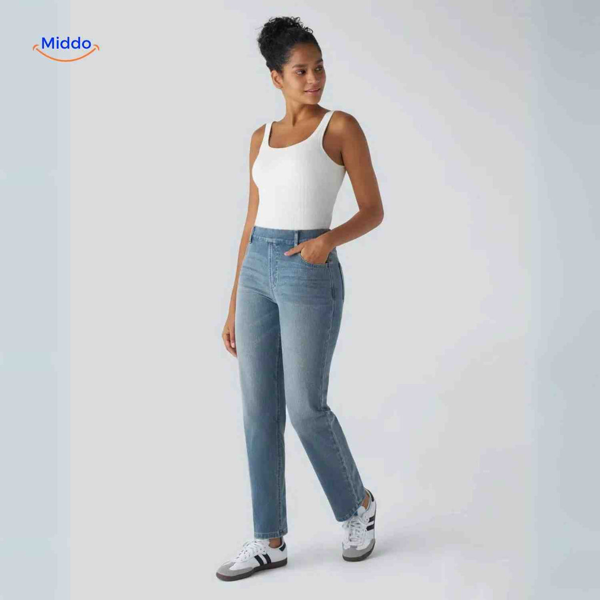 Flexiva Jeans dames high rise stretch blauw www.middo.nl