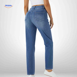 Flexiva Jeans dames high waist denim blauw achterkant www.middo.nl