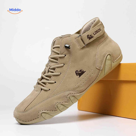 Flexura Schoenen beige leren heren sneakers casual www.middo.nl