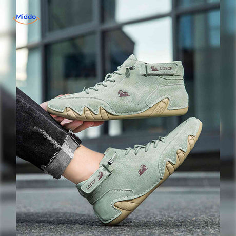 Flexura Schoenen groen leren heren sneakers trendy buitenstijl www.middo.nl