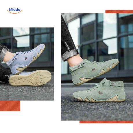 Flexura Schoenen lichtblauw groen leren heren sneakers buitenstijl www.middo.nl