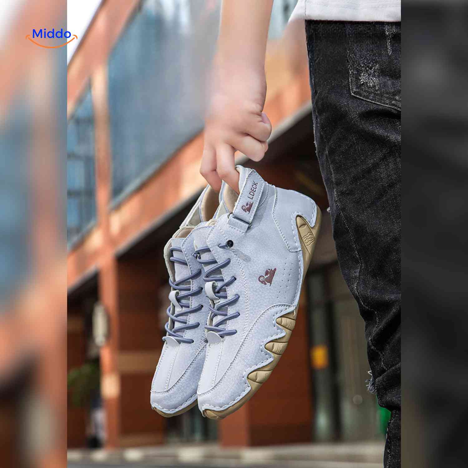 Flexura Schoenen lichtblauw leren heren sneakers casual draagbaar www.middo.nl