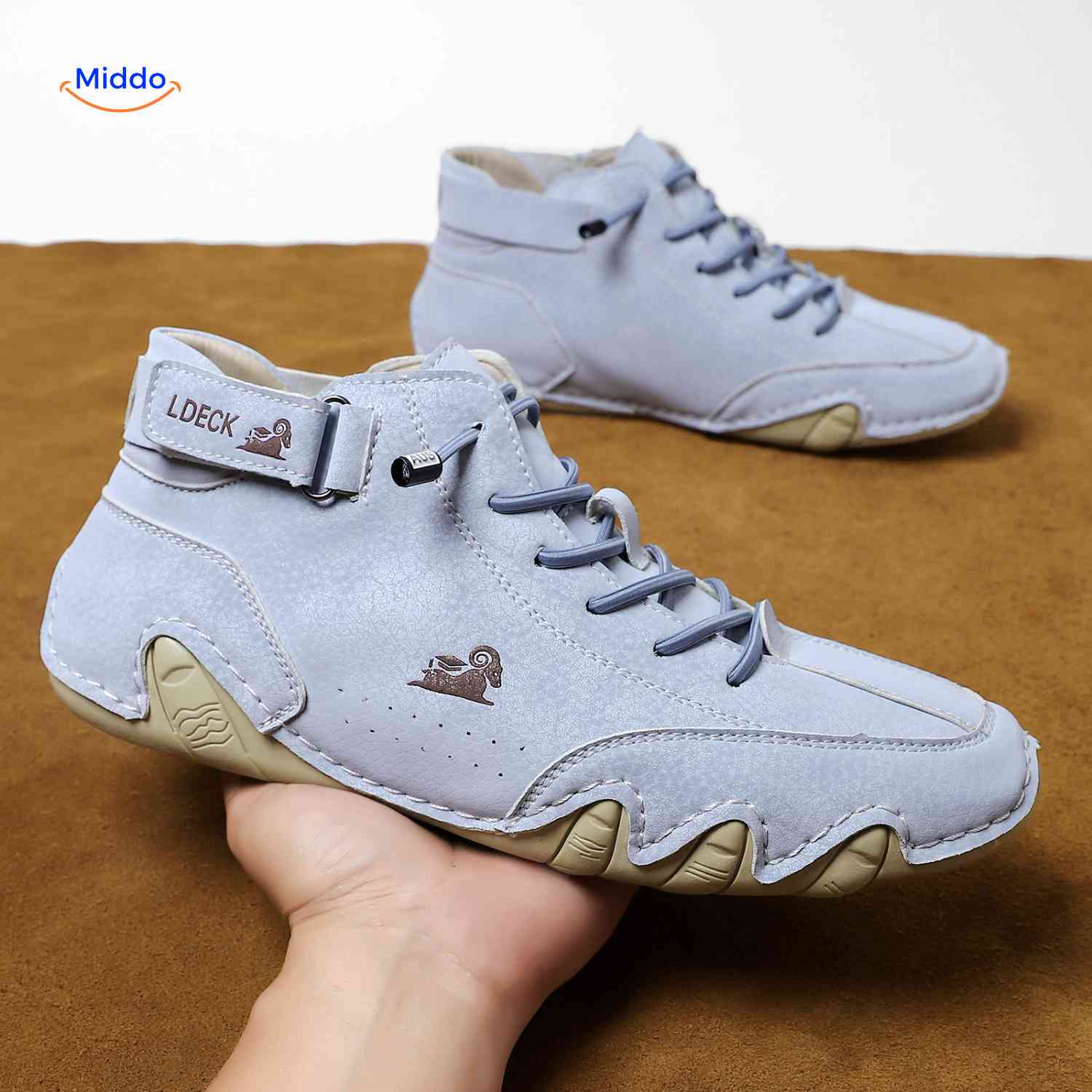 Flexura Schoenen lichtblauw leren heren sneakers handgemaakt www.middo.nl