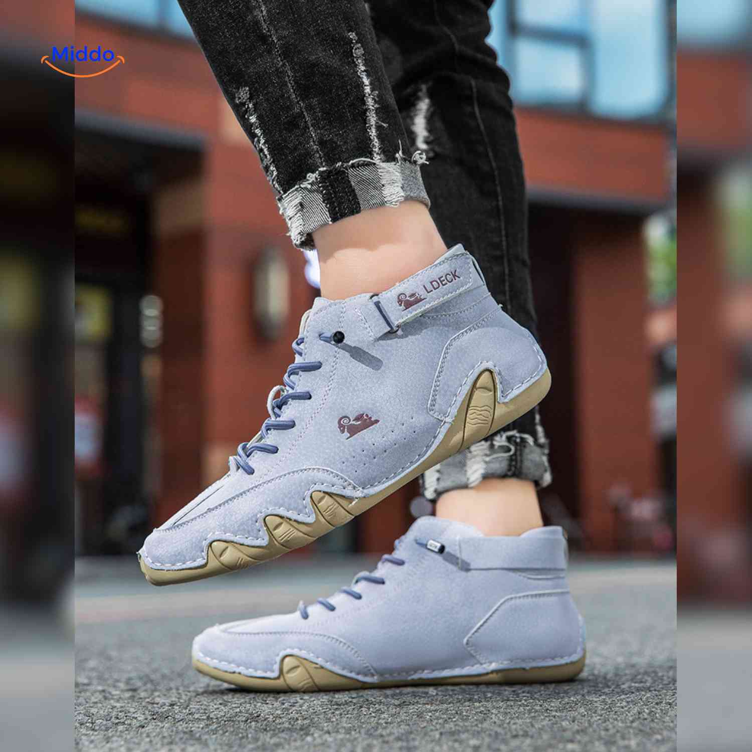 Flexura Schoenen lichtblauw leren heren sneakers mode outfit www.middo.nl