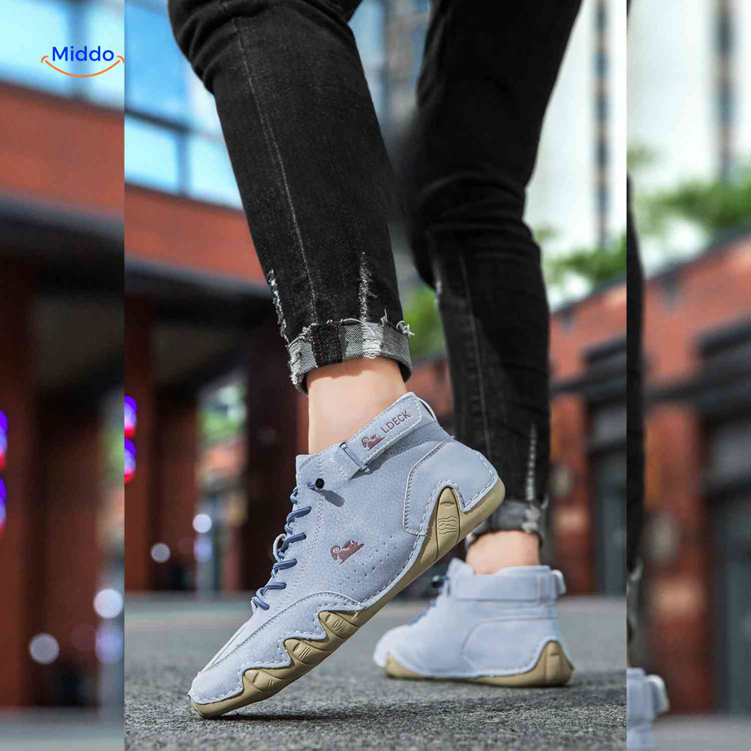 Flexura Schoenen lichtblauw leren heren sneakers straatstijl www.middo.nl