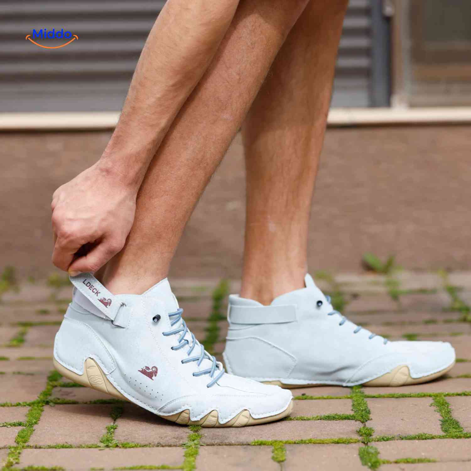 Flexura Schoenen lichtblauw leren herenschoenen aanpassen www.middo.nl