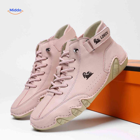 Flexura Schoenen roze leren heren sneakers trendy www.middo.nl