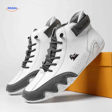 Flexura Schoenen wit grijs leren heren sneakers modern www.middo.nl