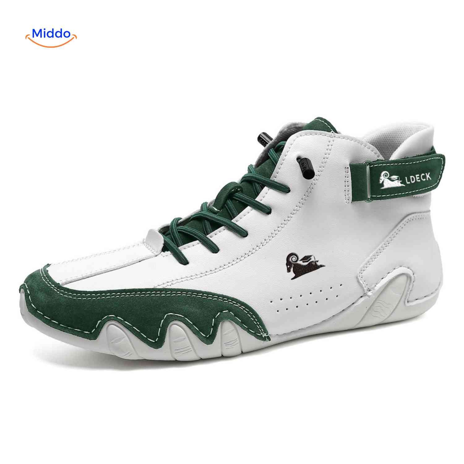 Flexura Schoenen wit groen leren heren sneakers hoog model www.middo.nl