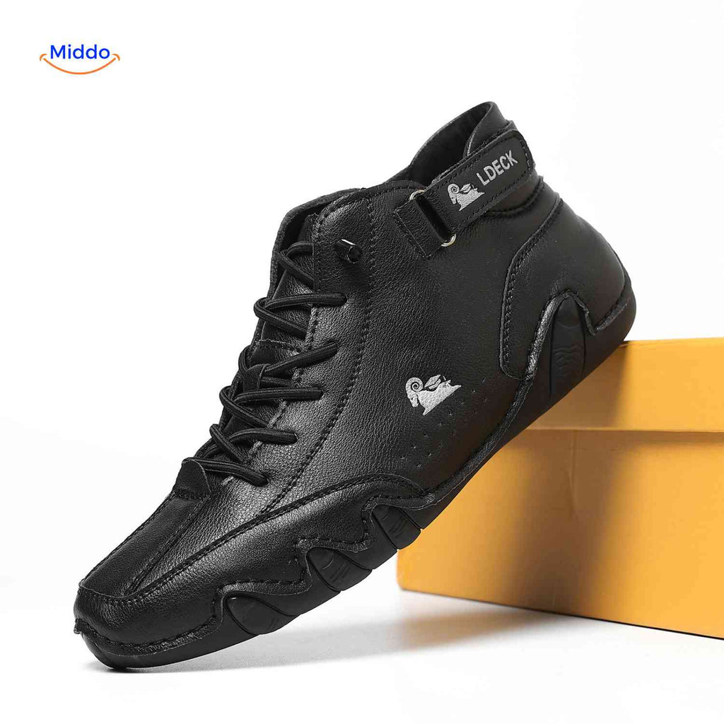 Flexura-Schoenen-zwart-leren-heren-sneakers-klassiek-www.middo.nl