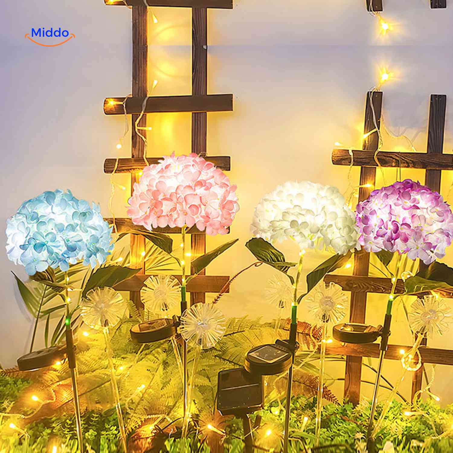 Florora Lantaarn hortensia solar ledlamp tuin decoratie www.middo.nl