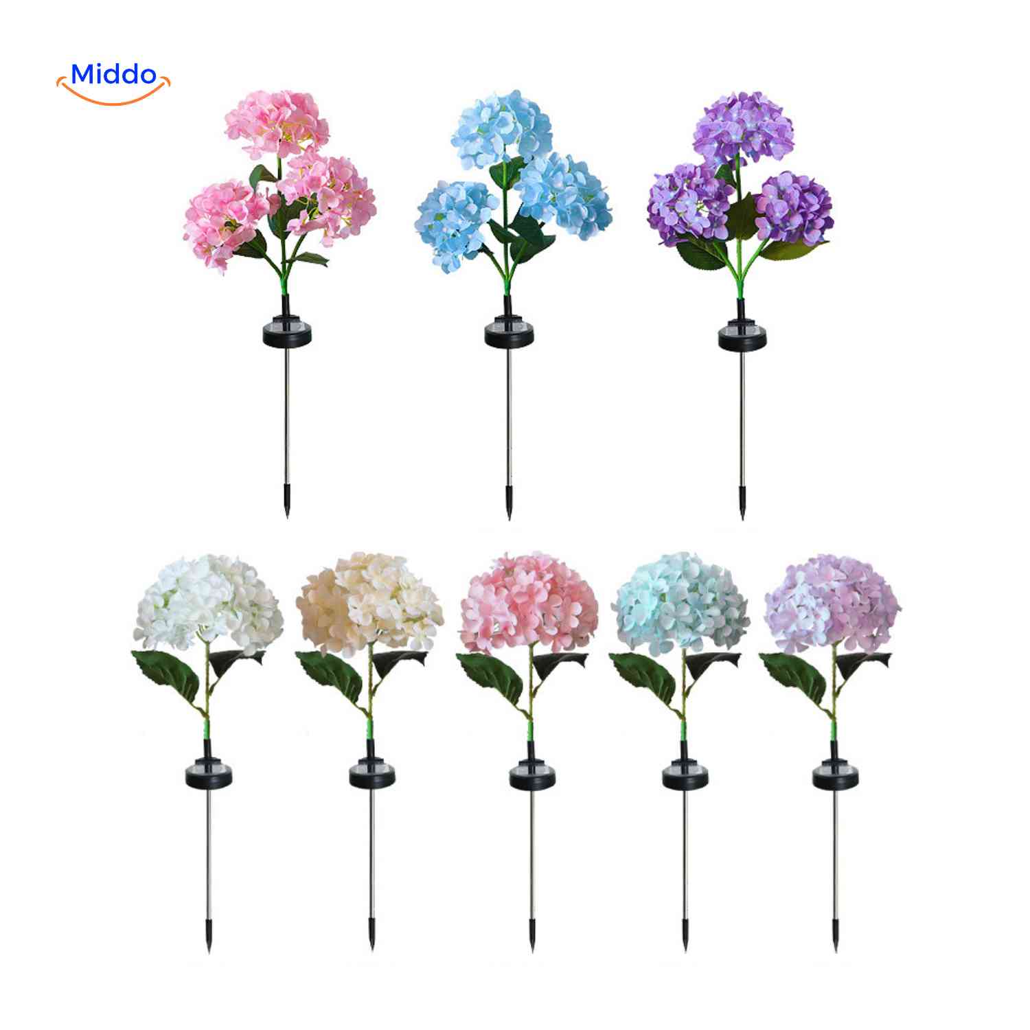 Florora Lantaarn hortensia tuinlampen set met led www.middo.nl