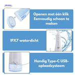 Flosso waterflosser voor reis en thuisgebruik comfortabel www.middo.nl