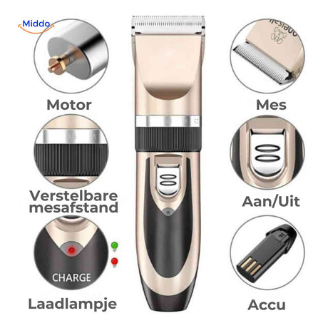 FurEase Trimmer tondeuse kit huisdieren opzetstukken www.middo.nl