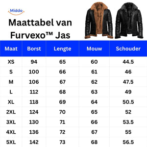 Furvexo Jas Maattabel www.middo.nl