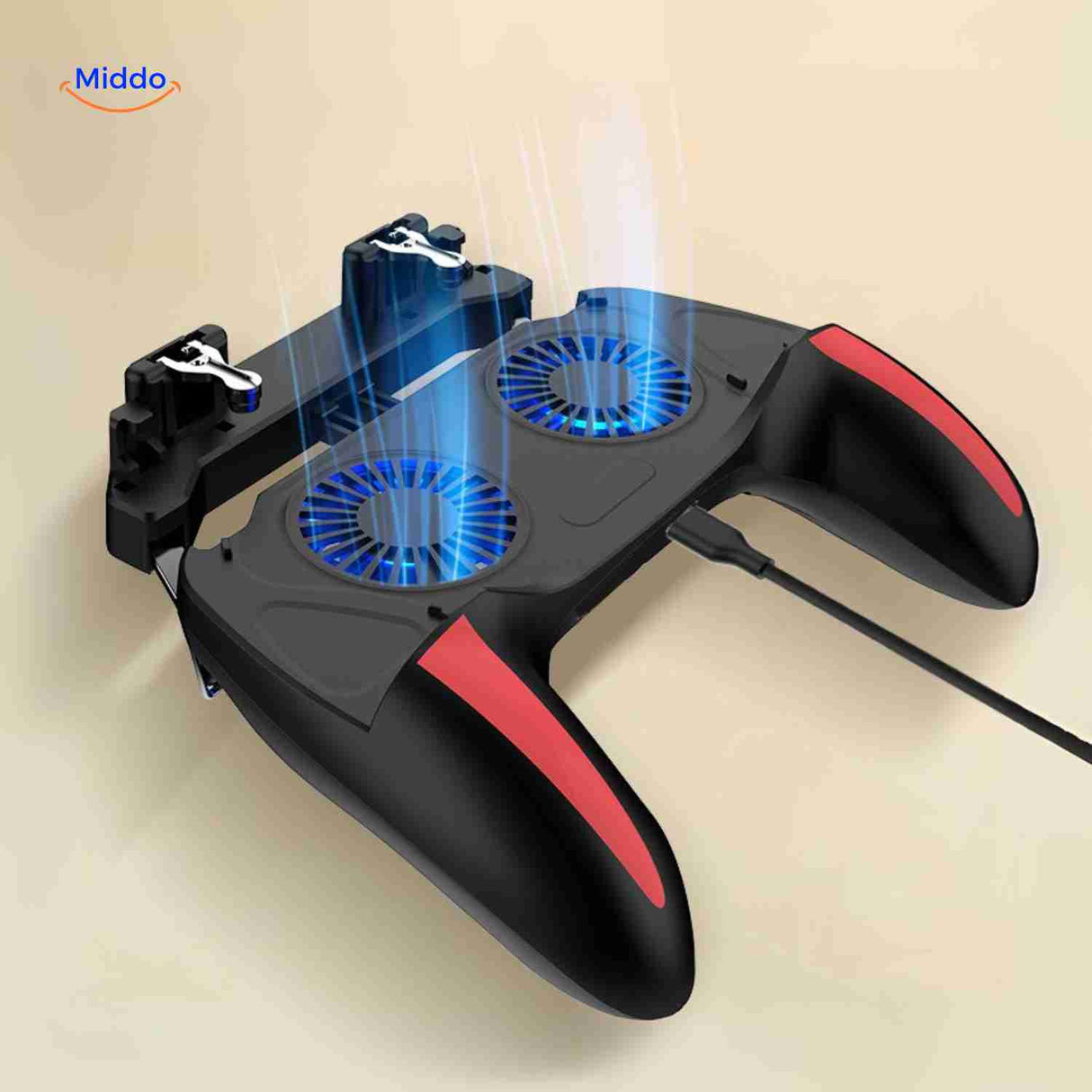 GameFlex Controller gaming controller met usb opladen en dubbele ventilator www.middo.nl