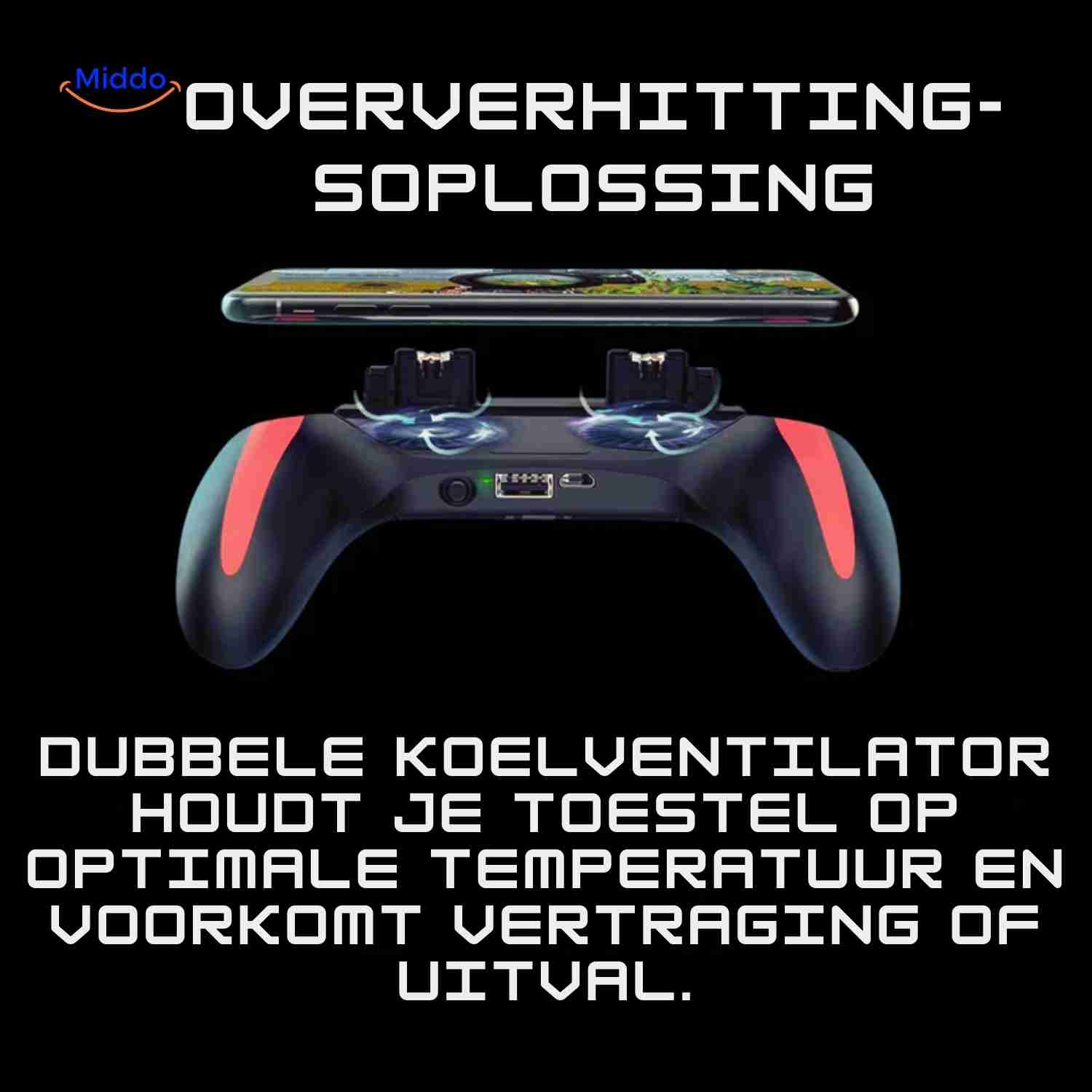 GameFlex Controller oververhitting oplossing met dubbele ventilator www.middo.nl