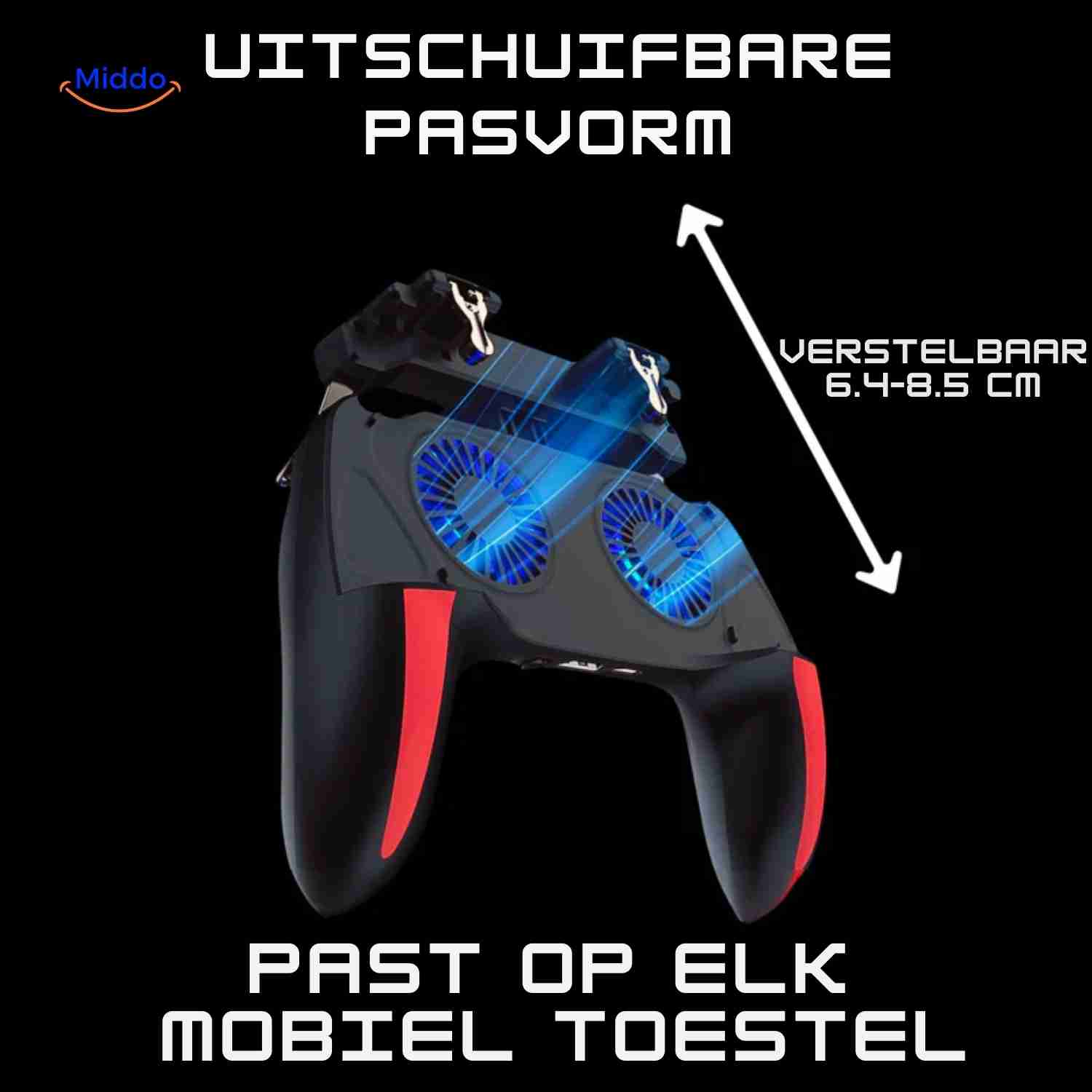 GameFlex Controller uittrekbare houder past op elk mobiel www.middo.nl