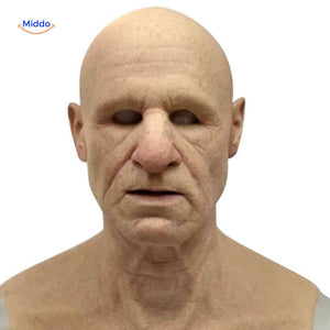 Gerontix Masker latex bescheiden baardloos oudeman www.middo.nl