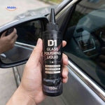 GlasPure Polijstvloeistof glaspoliervloeistof fles in hand autoglas www.middo.nl