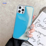 GlowSand Telefoonhoesje met blauw en wit vloeibaar design www.middo.nl