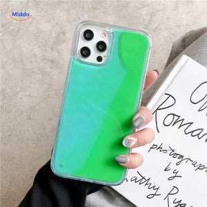 GlowSand Telefoonhoesje met groen blauw kleurverloop transparant www.middo.nl