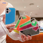 GlowSand Telefoonhoesjes in hand felle vloeibare kleurenmix www.middo.nl