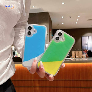 GlowSand Telefoonhoesjes met blauw en groen geel overloopstijl www.middo.nl
