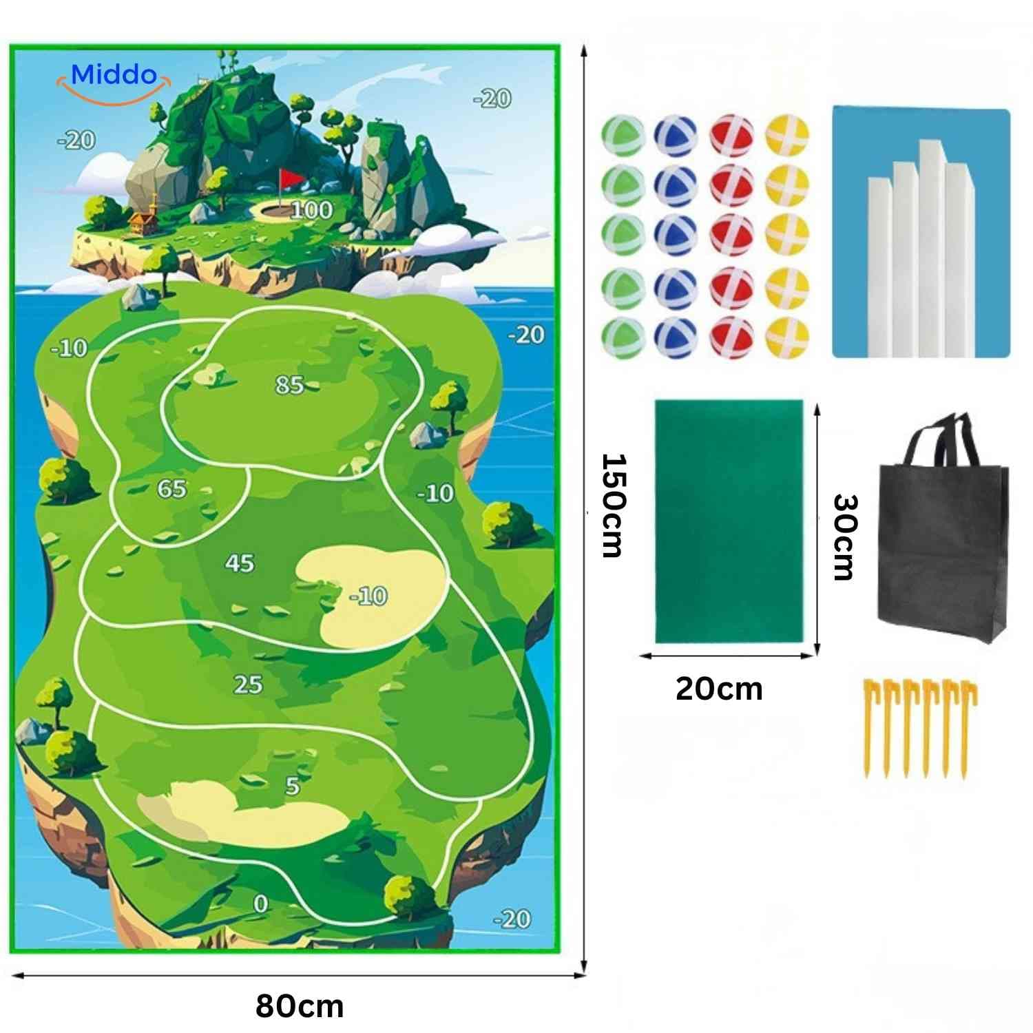 Golfease mat complete golfset met accessoires www.middo.nl