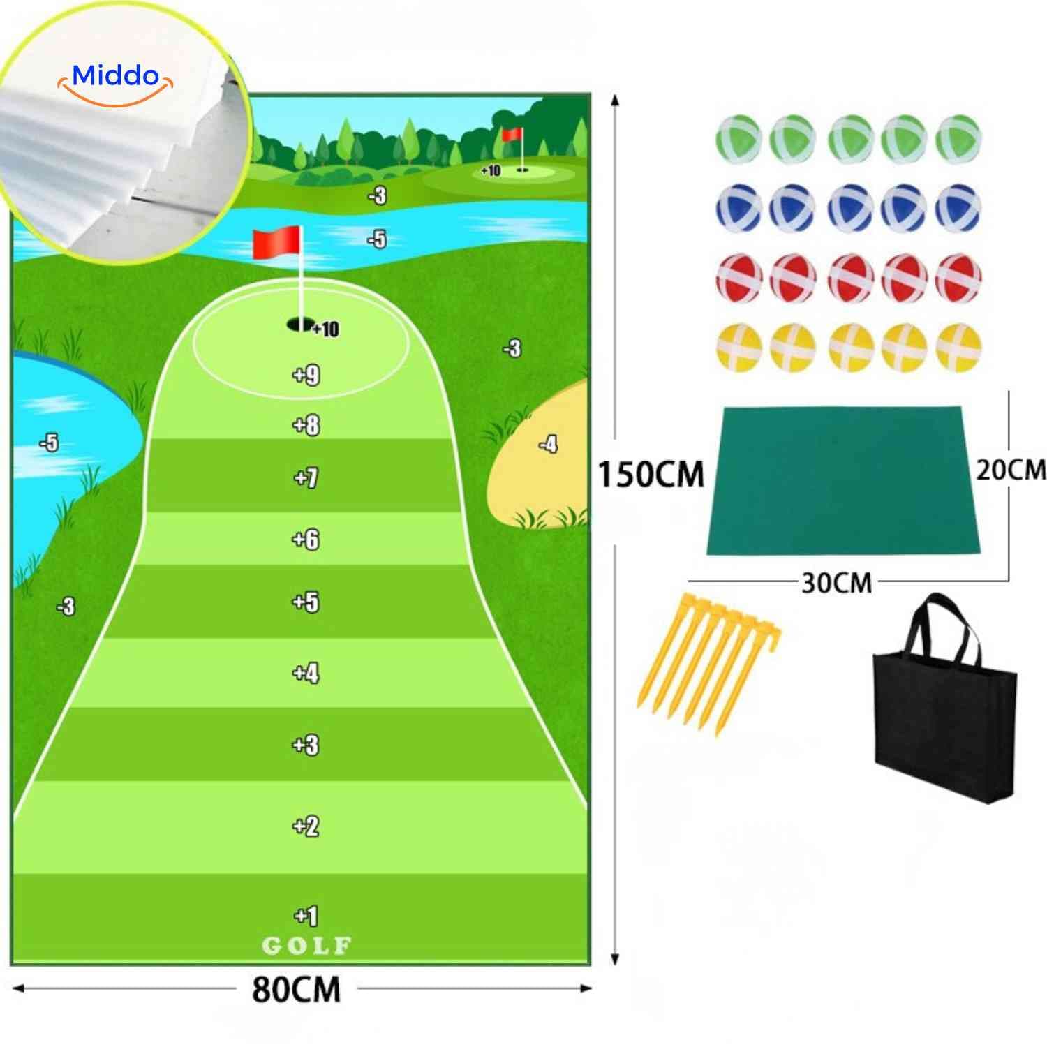 Golfease mat golfspel afstandsoefenmat www.middo.nl
