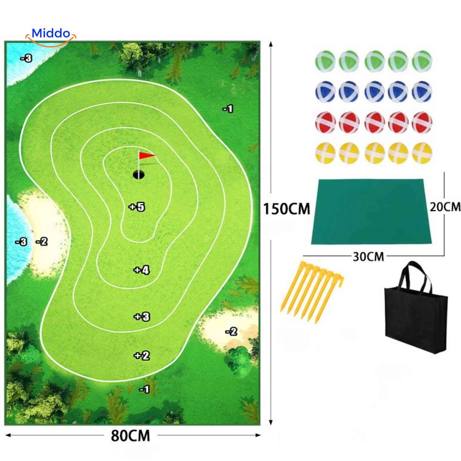 Golfease mat golfspel puntenmat binnen buiten www.middo.nl