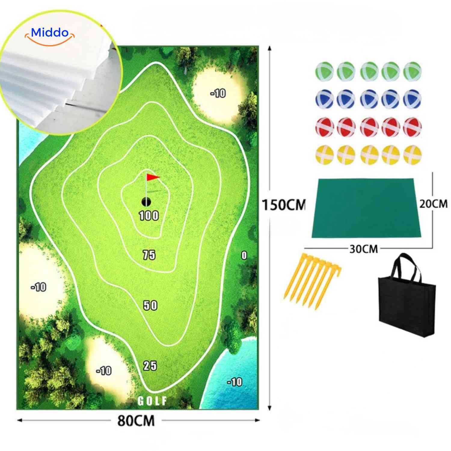 Golfease mat golfspel target mat 100 punten www.middo.nl