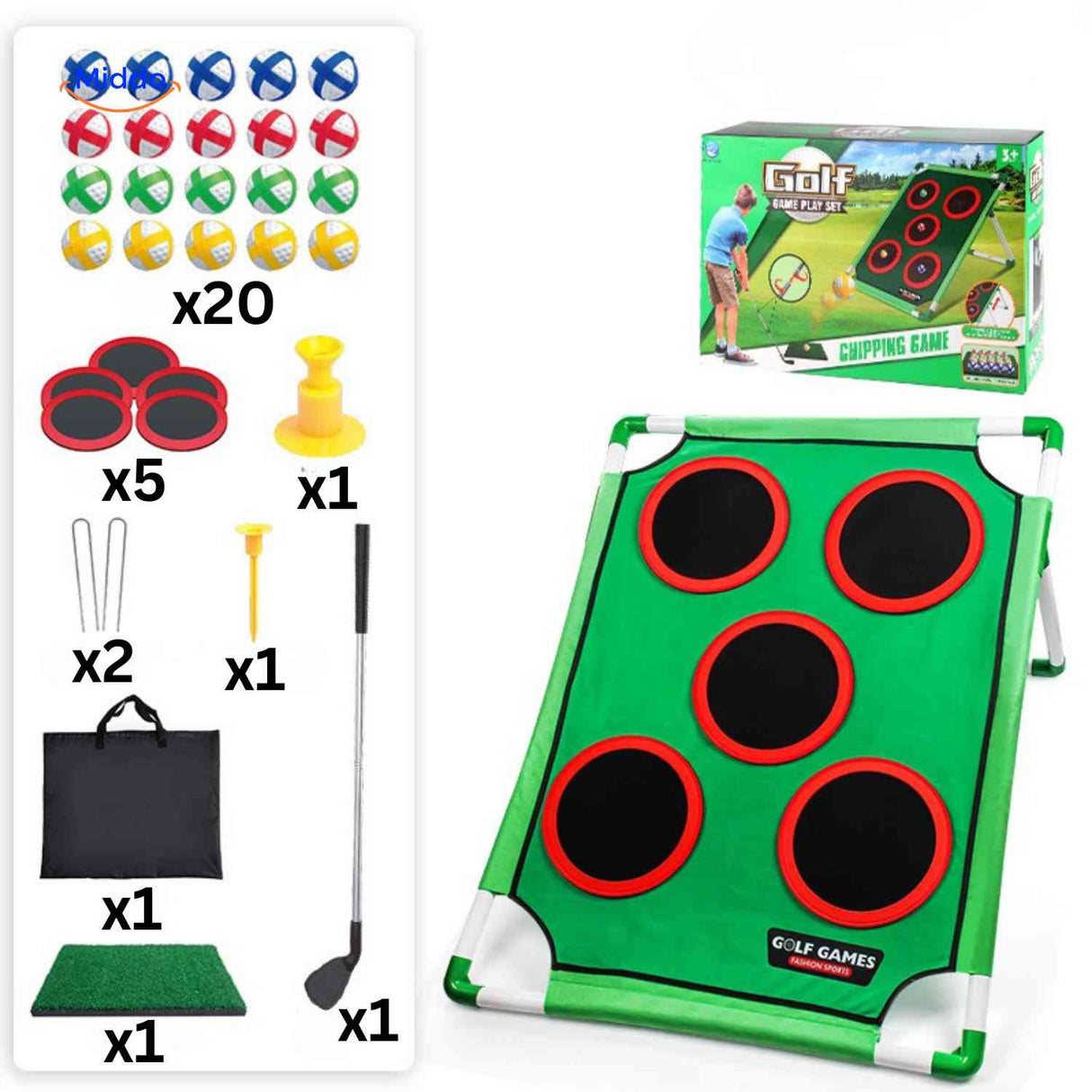 Golforia Speelmat golfspel inhoud overzicht 5 doelen www.middo.nl