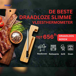 GrillGuard Thermo slimme vleesthermometer met draadloos bereik tot 656ft www.middo.nl