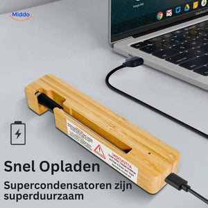 GrillGuard Thermo supercondensator snellaadfunctie bamboe oplaadstation www.middo.nl